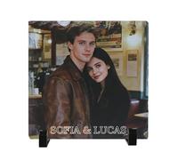 Umitive Cadre Photo Personnalisé sur Pierre Ardoise Personnalisée, Cadeau Unique pour Couple, Anniversaire Femme, Cadeau Femme et Famille, Idée Cadeau avec Personnalisé (Style C)