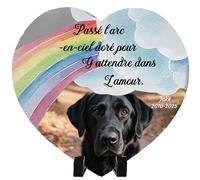 Umitive Pierre Tombale Personnalisée pour Animal de Compagnie - Plaque Commémorative Carrée avec Photo et Nom - Cadeau en Mémoire d'un Chien - Décoration pour Cimetière d'animaux (Style G)