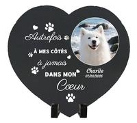 Umitive Pierre Tombale Personnalisée pour Animal de Compagnie - Plaque Commémorative Carrée avec Photo et Nom - Cadeau en Mémoire d'un Chien - Décoration pour Cimetière d'animaux (Style I)