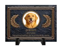 Umitive Pierre Tombale Personnalisée pour Animal de Compagnie - Plaque Commémorative Carrée avec Photo et Nom - Cadeau en Mémoire d'un Chien - Décoration pour Cimetière d'animaux (Style N)