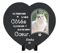 Umitive Pierre Tombale Personnalisée pour Chat - Plaque Commémorative avec Photo - Cadeau Souvenir pour Animal Décédé - Décoration Jardin (Style K)