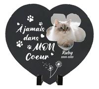 Umitive Pierre Tombale Personnalisée pour Chat - Plaque Commémorative avec Photo - Cadeau Souvenir pour Animal Décédé - Décoration Jardin (Style G)