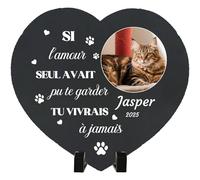Umitive Pierre Tombale Personnalisée pour Chat - Plaque Commémorative avec Photo - Cadeau Souvenir pour Animal Décédé - Décoration Jardin (Style I)