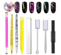 Umiup Lot de 8 stylos magnétiques pour nail art - À utiliser avec poudre de gel pour les yeux de chat ou vernis à ongles - Stylo magnétique pour les yeux de chat - Effet magique - Jaune