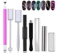 Umiup Lot de 8 stylos magnétiques pour ongles - À utiliser avec poudre de gel pour les yeux de chat ou vernis à ongles - Stylo magnétique pour les yeux de chat - Effet magique
