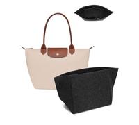Umiup Organiseur de sac à main Longchamp Le Pliage de taille moyenne, organiseur de sac à main en feutre avec porte-gobelet, organiseur de sac avec fermeture éclair, 8 compartiments, gris foncé, M