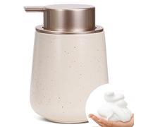 UMLACA Distributeur de Savon en Céramique - 350 ML, Pompe Large Facile à Presser - pour Cuisine, Salle de Bain, Savon, Shampooing, Gel Douche (Amande Rouge, Distributeur de Savon Mousse)