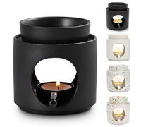 Umllpet Ambiente Lampe parfumée en céramique avec photophore, réchaud pour huiles essentielles, huile parfumée et cire parfumée, diffuseur pour aromathérapie et décoration (noir)