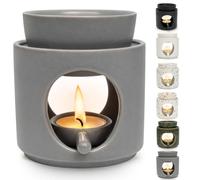 Umllpet Brûleur parfumé en céramique pour huiles essentielles, gris | Lampe parfumée pour huiles essentielles avec photophore, huile parfumée d'ambiance et diffuseur de cire parfumée pour
