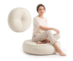 Umllpet Coussin de Sol Rond 45cm, Pouf Assise Épais en Polyester Respirant Imperméable, Résistant aux Intempéries pour Intérieur Salon Chambre Extérieur Jardin Terrasse