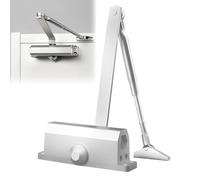 Umllpet Ferme-porte hydraulique réglable en aluminium argenté, ferme-porte à ressort avec amortisseur pour porte intérieure et extérieure usage domestique et commercial