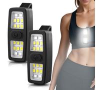 Umllpet Lampe Clip LED Rechargeable Type-C 2 Packs - 7 Modes Lumineux, IPX6 Étanche - Lampe de Sécurité pour Course à Pied, Marche Nocturne, Chien, Travail, Camping - Noir