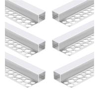 Umllpet Lot 6 Profilés LED 1m Aluminium Encastrables Cloison Sèche, Rail Bande LED 5-15mm Diffuseur PC Laiteux, 2 Variantes Pré-Posé & Encastrement Plâtre pour Plafond Mur Déco Intérieur