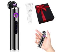 Umllpet Mini briquet électronique, cadeau pour homme Noël, briquet électronique à tige, briquet plasma rechargeable par USB, briquet à arc portable coupe-vent (Noir - 1 pièce)