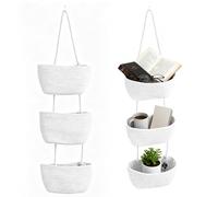Umllpet Organisateur suspendu polyvalent à 3 étages, panier tressé à suspendre, sac de rangement mural, sac de rangement mural pour salle de bain, chambre d'enfant, chambre à coucher (blanc)