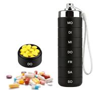 Umllpet Pilulier 7 jours empilable en aluminium, pilulier étanche à fermeture sécurisée, distributeur de médicaments portable pour voyage et maison