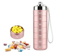 Umllpet Pilulier 7 jours empilable en aluminium, pilulier étanche à fermeture sécurisée, distributeur de médicaments portable pour voyage et maison
