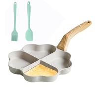 Umllpet Poêle à œufs en forme de cœur à 4 trous - Anti-adhésive - Avec spatule en silicone et brosse - Pour omelettes, saucisses, hamburgers - Blanc