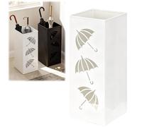 Umllpet Porte-parapluie, en métal, carré, pour décoration de la maison et du bureau, pour parapluies, bâtons de marche, papier d'emballage, bâtons de trekking, blanc