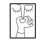 Umoristica decorazione da parete per il bagno - Decorazione moderna e minimalista in bianco e nero | Dipinto divertente con pizzicamento del naso per WC - Regalo unico per le pareti del bagno 'app