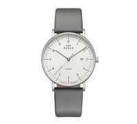 UMR RUHLA 30431 g - Élégance et précision - Montre élégante avec mouvement à quartz 705 - Boîtier en acier inoxydable - Cadran blanc - Verre minéral - Bracelet en cuir gris - Fabriqué en Allemagne