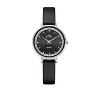 UMR RUHLA Style 20692-1 - Montre élégante pour femme avec pierres précieuses - Mouvement à quartz GL22 - Diamètre : 32 mm - Acier inoxydable - Cadran noir et bracelet en cuir - Montre élégante pour