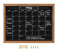 Umtiti Tableau Calendrier en Craie, 33 cm * 43 cm, Surface Magnétique en Bois de Pin Massif Brun Rustique, Cadre pour Planification/Horaire Scolaire/Mémo, Tableau à Accrocher pour Bureau, École et