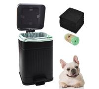 Umtiti UP5L-BK-Fang Poubelle à déjections canines de 5 l avec couvercle pour l'extérieur, filtre à charbon actif et sacs en plastique, poubelle à déjections animales, 5 l