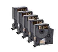 UMTSGYNU Lot de 5 rubans adhésifs D1 12 mm 45013 45010 45018 45024 - Compatible avec étiqueteuse LabelManager 160 280 COLORPOP (doré sur noir)