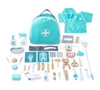 UMU® Deluxe Malette Docteur Enfant en Bois - Kit Médecin 36 Pièces avec Stéthoscope, Accessoires de Dentiste, Blouse et Plus, Jouet Docteur pour Enfants dès 3 4 5 6 Ans, Jeu d’Imitation Éducatif