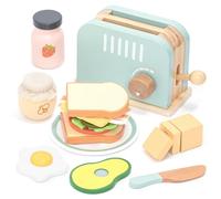 UMU® Grille-Pain en Bois et Sandwich - avec Grille-Pain Pop-up, Coupe Beurre, Accessoires de Cuisine pour Enfants, etc. - Jouet en Bois pour Enfants à partir de 3, 4, 5, 6 Ans