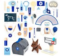UMU® Jeu de vétérinaire pour Enfants en Bois avec modèle de Chien, stéthoscope, tensiomètre, etc., Jouet vétérinaire pour Le Jeu de rôle, Set de 37 pièces pour Les Filles et garçons de 3, 4, 5 Ans