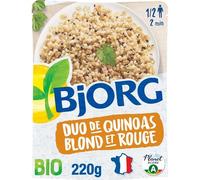 Un accompagnement prêt en deux minutes avec le duo de quinoa blond et rouge BJORG, format 220g - Lot de 3