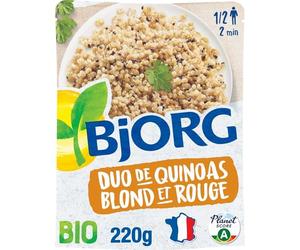 Un accompagnement prêt en deux minutes avec le duo de quinoa blond et rouge BJORG, format 220g - Lot de 3