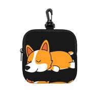 Un Adorable Corgi Qui dort,Pochette de Rangement carrée à Fermeture éclair, Porte-Monnaie en néoprène, Petit Portefeuille, Pochette à Monnaie, Porte-Monnaie