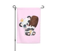 Un Adorable Petit Panda Mange Une Glace Drapeaux Avec Œillets Drapeau De Jardin Double Face Drapeau De Cour Pour Toutes Les Saisons Chambres Clubs 30X45cm