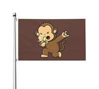 Un Adorable Singe Chante Avec Un Micro Banane Drapeau Avec Œillets Bannière Couleurs Vives Drapeau De Jardin Pour Fête Extérieur Intérieur 90X150Cm