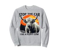 Un Amateur de Vaches des Highlands rétro et drôle, arrête la Voiture, Je Vois Une Vache Moelleuse Sweatshirt