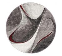UN AMOUR DE TAPIS - Tapis moderne 1060 - grand tapis rond madila - rouge, gris, noir - 200 x 200 cm