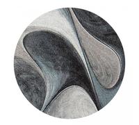 UN AMOUR DE TAPIS - Tapis moderne 356 - Grand tapis rond madila - bleu, gris , noir - 200 x 200 cm