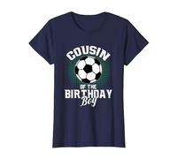 Un Amoureux de Football de Cousin of The Birthday Boy Offre des Cadeaux pour la fête des pères T-Shirt, Femme, Bleu Marine, XS