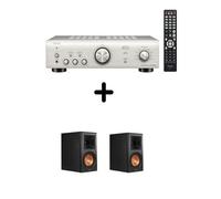 Un ampli Denon PMA-600NE Argent + une paire d'enceintes bibliothèque Klipsch RP-600M Ebony
