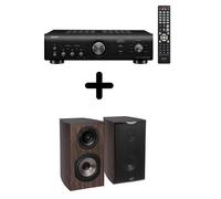Un ampli Denon PMA-600NE Noir + une paire d'enceintes bibliothèque Cabasse Antigua MC170 Chêne
