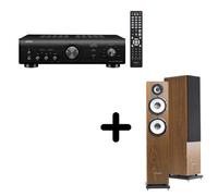 Un ampli Denon PMA-600NE Noir + une paire d'enceintes colonne Cabasse Jersey MT32/2 Edition spéciale Noir brossé