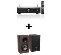 Un ampli Denon PMA-900HNE Noir + une paire d'enceintes bibliothèque Cabasse Antigua MC170 Chêne foncé