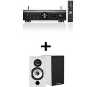 Un ampli Denon PMA-900HNE Noir + une paire d'enceintes bibliothèque Cabasse Antigua MT32/2 Blanc mat Noir E