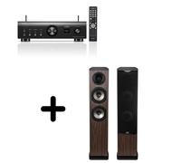 Un ampli Denon PMA-900HNE Noir + une paire d'enceintes colonne Cabasse Jersey MC170 Chêne foncé