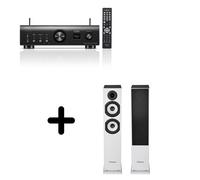 Un ampli Denon PMA-900HNE Noir + une paire d'enceintes colonne Cabasse Jersey MT32/2 Blanc mat