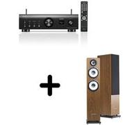 Un ampli Denon PMA-900HNE Noir + une paire d'enceintes colonne Cabasse Jersey MT32/2 Noyer Noir E