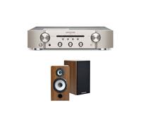 Un ampli Marantz PM6007 Argent et Or + une paire d'enceintes bibliothèque Cabasse Antigua MT32/2 Edition spéciale Noyer